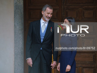 He King and Queen of Spain arrive at the presentation of the 2021 