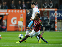 Leto (Catania) Constant (Milan) during the Serie Amatch between Milan vs Catania, on April 13, 2014. (