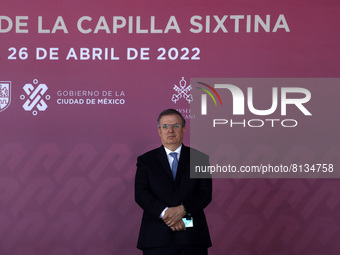 Mexico's Foreign Minister Marcelo Ebrard, during the visit of the  Secretary of State of the Holy See Cardinal Pietro Parolin at the replica...