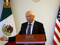 U.S. Ambassador to Mexico Ken Salazar speaks during the presentation of the progress of the U.S.-Mexico Bicentennial Understanding at the Me...
