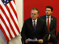 Mexico's Foreign Minister Marcelo Ebrard  speaks during the presentation of the progress of the Mexico - United States Bicentennial Understa...