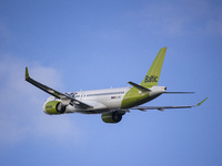Air Baltic Airbus A220-300 the former Bombardier CSeries CS300 BD-500 aircraft as seen departing from Amsterdam Schiphol Airport. The taking...
