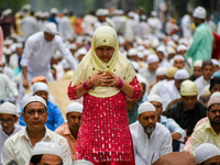 A little girl is seen in prayer during Eid-ul-fitr namaz prayer time in Kolkata , India , on 3 May 2022 .Muslim community of Kolkata observe...