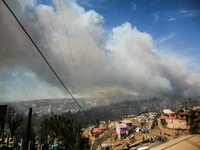 Intense fires consume a community on a hillside just outside Chile's coastal city of Valparaiso. More than 10,000 people were evacuated as a...