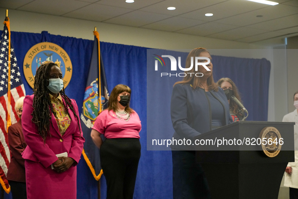 NEW YORK, NEW YORK - MAY 09: New York Attorney General Letitia James has announced a fund to support the abortion rights of low-income New Y...