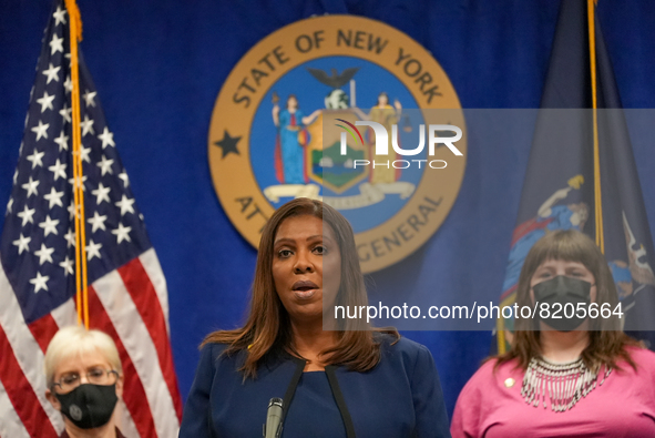 NEW YORK, NEW YORK - MAY 09: New York Attorney General Letitia James has announced a fund to support the abortion rights of low-income New Y...