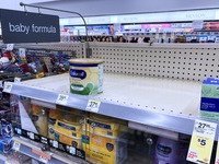 May 9, 2022 - Orlando, Florida, United States - Baby formula is displayed on a shelf at a Walgreens pharmacy on May 9, 2022 in Orlando, Flor...