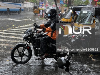 Thunderstorms hit the city of Thiruvananthapuram (Trivandrum), Kerala, India, on May 10, 2022.  (