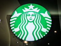 Starbucks Coffee logo is seen at a shopping mall in Krakow, Poland on April 29, 2022. (