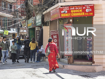 Money Exchange Centre office, a place for exchanging Foreign Currency to local Nepalese rupee NPR in Thamel area, in Kathmandu, the capital...