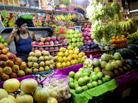 A wholesale fruit market in Kolkata, India, 12 May, 2022. Retail Inflation Surges To 7.79% In April, Highest In 8 Years according to an Indi...