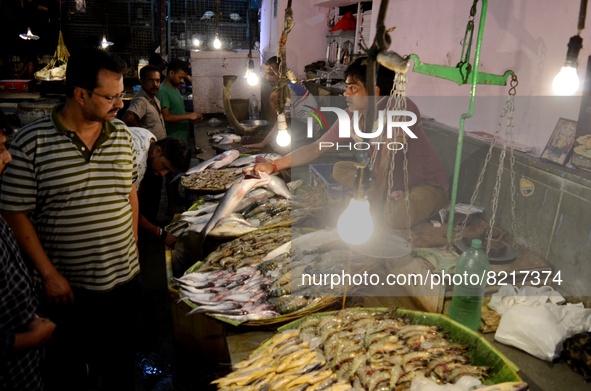A wholesale fish market in Kolkata, India, 12 May, 2022. Retail Inflation Surges To 7.79% In April, Highest In 8 Years according to an India...