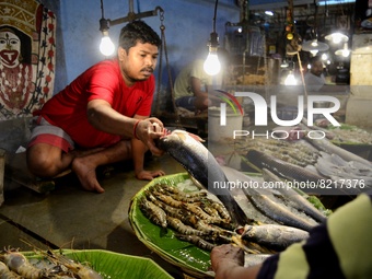 A wholesale fish market in Kolkata, India, 12 May, 2022. Retail Inflation Surges To 7.79% In April, Highest In 8 Years according to an India...