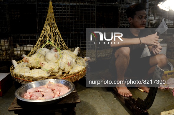 A chicken shop of a wholesale market in Kolkata, India, 12 May, 2022. Retail Inflation Surges To 7.79% In April, Highest In 8 Years accordin...