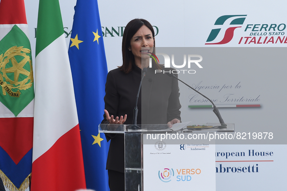 Mara Carfagna Italian Minister for Southern Italy and Territorial Cohesion speaks at the 1st edition of ”Verso Sud” organized by the Europea...
