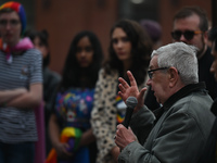 Martin Boyce, a Stonewall Riot (Uprising) activist, addresses the crowd.More than 100 local LGBTQ2S + supporters gathered Friday evening at...