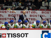 Team Italy bench and coaches 
©IIHF2022  during the Ice Hockey World Championship - Switzland vs Italy on May 14, 2022 at the Ice Hall in H...