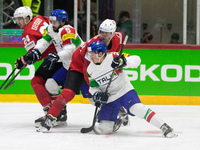 Face off #   team italy  and #   team swiss 
©IIHF2022  during the Ice Hockey World Championship - Switzland vs Italy on May 14, 2022 at th...