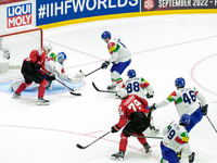 Team Swiss 
Team Italy 
©IIHF2022  during the Ice Hockey World Championship - Switzland vs Italy on May 14, 2022 at the Ice Hall in Helsin...