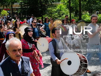 Kurdish musicians and dancers, for the first day of the first Kurdish cultural festival in France(