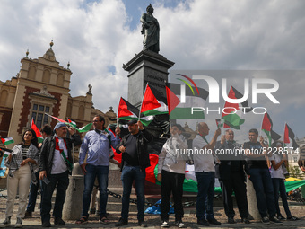 Palestnians and supporters attend Solidarity with Palestine protest at the Main Square to mark the 74th anniversary of the Nakba, the Palest...