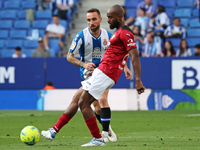 Dimitri Foulquier and Sergi Darder during the match between RCD Espanyol and Valencia CF, corresponding to the week 36 of the Liga Santander...