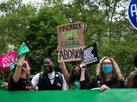 Abortion rights activists march from Cadman’s Plaza across the Brooklyn Bridge to Foley Square on May 14, 2022. (