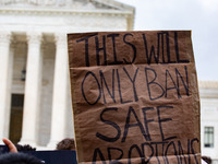 Opposing demonstrators confront each other outside of the Supreme Court during the pro-abortion rights Bans Off Our Bodies Women's March in...