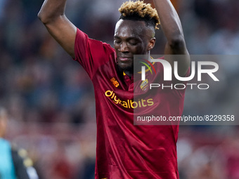 Tammy Abraham of AS Roma looks dejected during the Serie A match between AS Roma and Venezia Fc on May 14, 2022 in Rome, Italy.  (