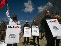 Members of UNA (United Nurses of Alberta) during the rally.
Health-care workers, activists and their supporters protest against Premier Kenn...