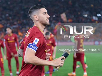 Lorenzo Pellegrini of AS Roma during the Serie A match between AS Roma and Venezia Fc on May 14, 2022 in Rome, Italy.  (