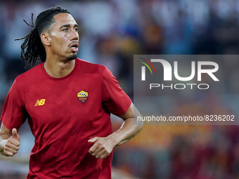 Chris Smalling of AS Roma looks on during the Serie A match between AS Roma and Venezia Fc on May 14, 2022 in Rome, Italy.  (