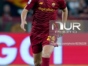Marash Kumbulla of AS Roma during the Serie A match between AS Roma and Venezia Fc on May 14, 2022 in Rome, Italy.  (