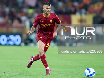 Leonardo Spinazzola of AS Roma during the Serie A match between AS Roma and Venezia Fc on May 14, 2022 in Rome, Italy.  (