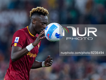 Tammy Abraham of AS Roma during the Serie A match between AS Roma and Venezia Fc on May 14, 2022 in Rome, Italy.  (