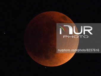 May 15, 2022 - A total lunar eclipse is seen on May 15, 2022 in Orlando, Florida. The 90-minute eclipse was visible across much of the earth...