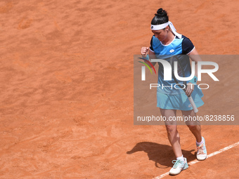 Ons Jabeur celebrates during the Internazionali BNL D'Italia Women Final match between Iga Swiatek and Ons Jabeur on 15 May 2022 at Foro Ita...