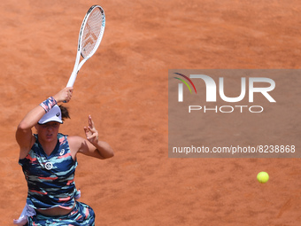 Iga Swiatek in action during the Internazionali BNL D'Italia Women Final match between Iga Swiatek and Ons Jabeur on 15 May 2022 at Foro Ita...