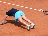 Ons Jabeur falls down on the ground during the Internazionali BNL D'Italia Women Final match between Iga Swiatek and Ons Jabeur on 15 May 20...