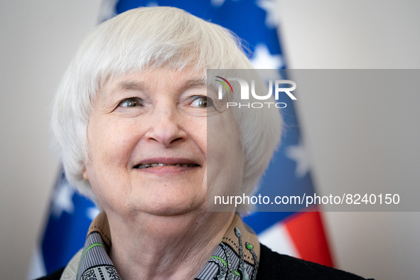 U.S. Treasury Secretary Janet Yellen at the Ministry of Finance in Warsaw, Poland on May 16, 2022 