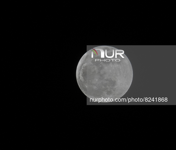 The full Flower Moon before the start of the lunar eclipse on Sunday, May 15, 2022 in North Port, Florida. 