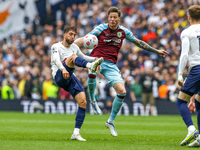 Rodrigo Bentancur (30) of Tottenham Hotspur clears the ball from Wout Weghorst (9) of Burnley during the English championship Premier League...