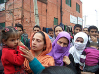 A wife of aPakistan administered Kashmir (PaK) returnee militants valing during a protest against the state government’s ‘fake promise’ in t...