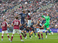 West Ham United goalkeeper Lukasz Fabianski (1) punches clear during the English championship Premier League football match between West Ham...