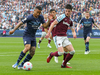 Manchester City forward Gabriel Jesus (9) West Ham United midfielder Declan Rice (41) during the English championship Premier League footbal...