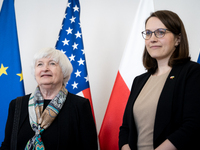 U.S. Treasury Secretary Janet Yellen meets Polish Finance Minister Magdalena Rzeczkowska at the Ministry in Warsaw, Poland on May 16, 2022 (