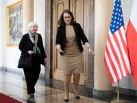 U.S. Treasury Secretary Janet Yellen meets Polish Finance Minister Magdalena Rzeczkowska at the Ministry in Warsaw, Poland on May 16, 2022 (
