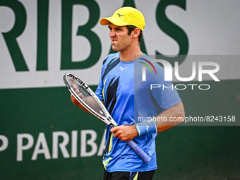 Bradley KLAHN of United States looks dejected during the Qualifying Day one of Roland-Garros 2022, French Open 2022, Grand Slam tennis tourn...