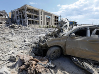 Views of damaged resort building and a car caused by a rocket strike in Odesa region, Ukraine on 16 May 2022. As a result of rocket strike f...
