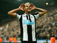  Burno Guimaraes of Newcastle United celebrates after scoring their sides first goal during the Premier League match between Newcastle Unite...